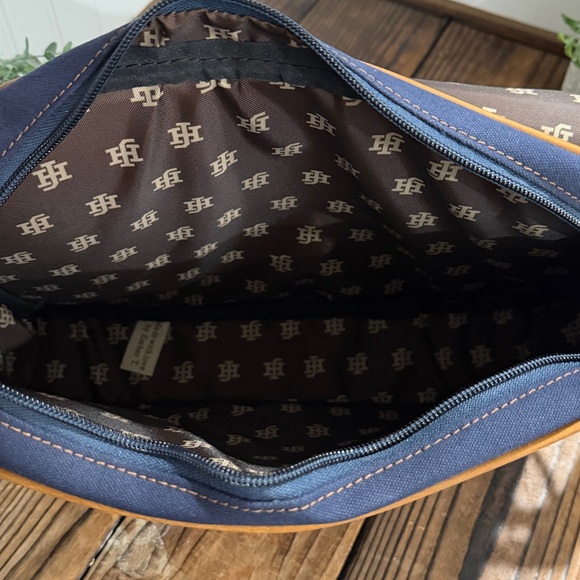 NWT Jon Hart Leather and Navy Canvas Men's Messenger Bag - Picture 5 of 6